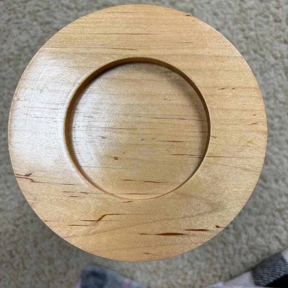Handmade Maple Walnut Wood Pillar Candle Holder 11.5